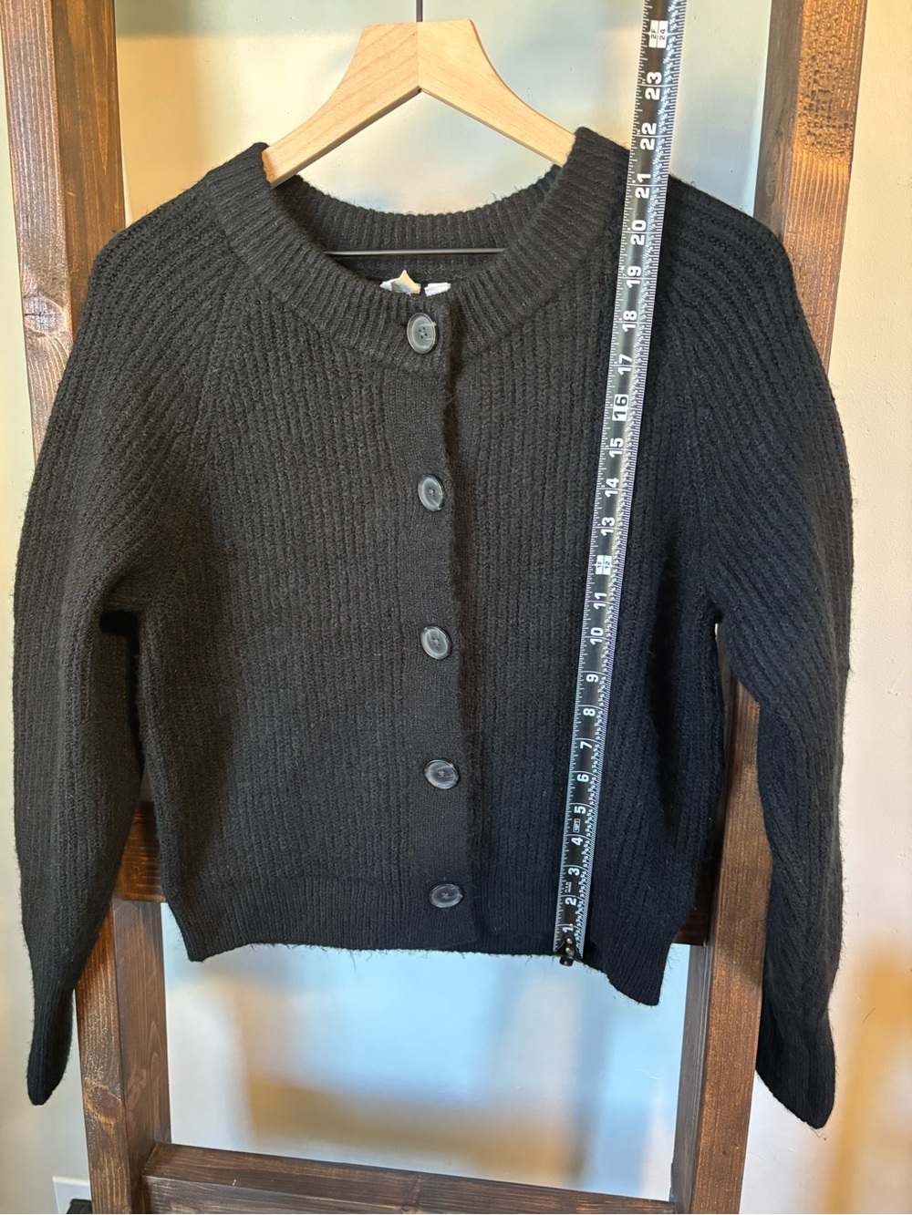 GAP Black Ribbed Button-Front Cardigan - Picture 6 of 7